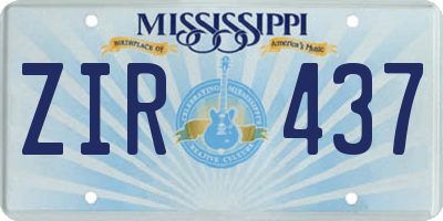 MS license plate ZIR437