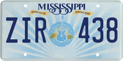 MS license plate ZIR438