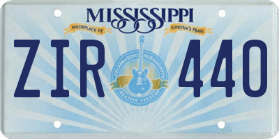 MS license plate ZIR440