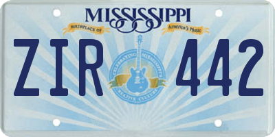 MS license plate ZIR442