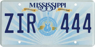 MS license plate ZIR444