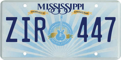 MS license plate ZIR447