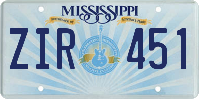 MS license plate ZIR451
