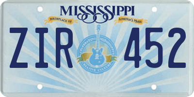 MS license plate ZIR452