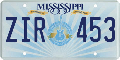 MS license plate ZIR453