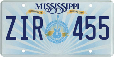 MS license plate ZIR455