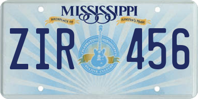 MS license plate ZIR456