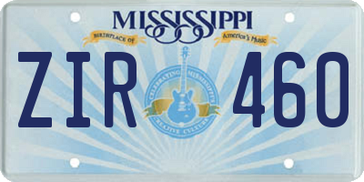 MS license plate ZIR460