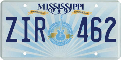 MS license plate ZIR462