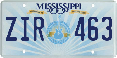 MS license plate ZIR463