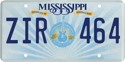 MS license plate ZIR464