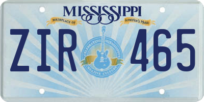 MS license plate ZIR465