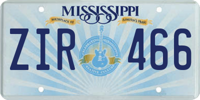 MS license plate ZIR466
