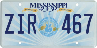 MS license plate ZIR467