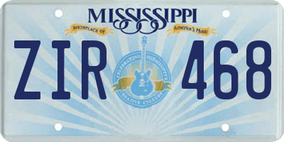 MS license plate ZIR468