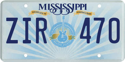 MS license plate ZIR470