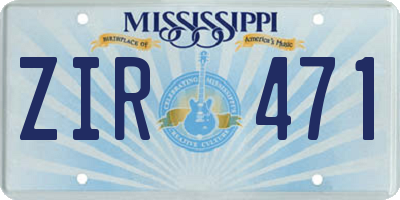 MS license plate ZIR471