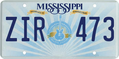 MS license plate ZIR473