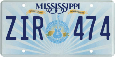 MS license plate ZIR474