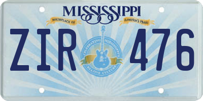 MS license plate ZIR476