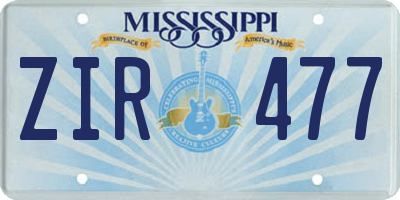 MS license plate ZIR477
