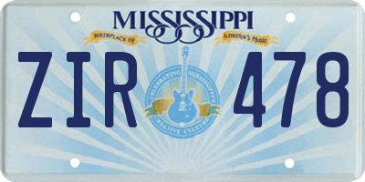 MS license plate ZIR478