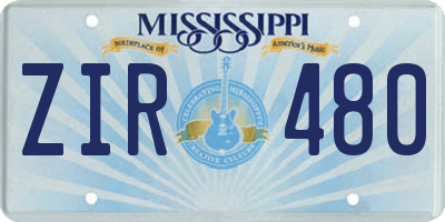 MS license plate ZIR480