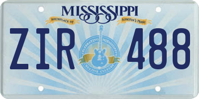 MS license plate ZIR488