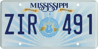 MS license plate ZIR491