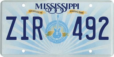 MS license plate ZIR492