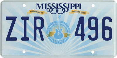 MS license plate ZIR496