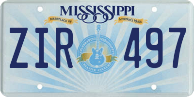 MS license plate ZIR497