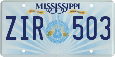MS license plate ZIR503
