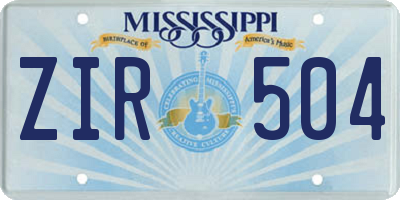 MS license plate ZIR504