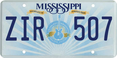 MS license plate ZIR507