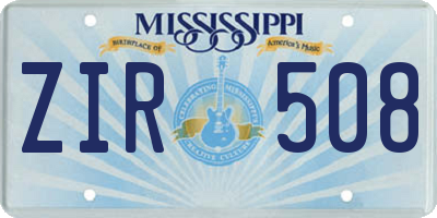 MS license plate ZIR508