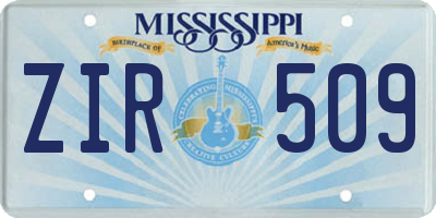 MS license plate ZIR509