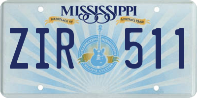 MS license plate ZIR511