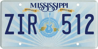 MS license plate ZIR512