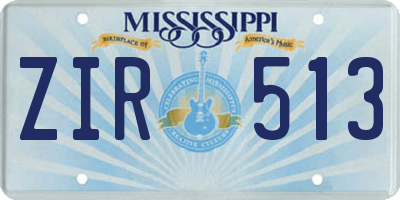 MS license plate ZIR513