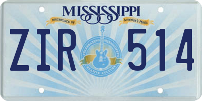 MS license plate ZIR514