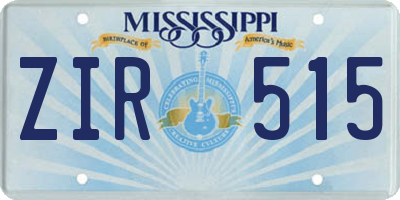 MS license plate ZIR515