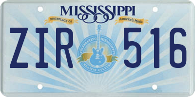 MS license plate ZIR516