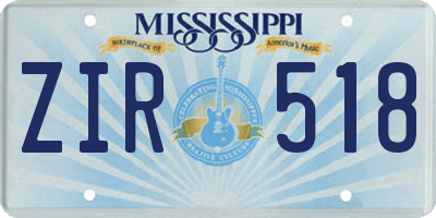 MS license plate ZIR518