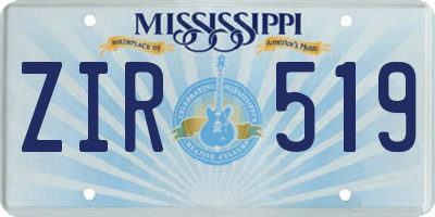 MS license plate ZIR519