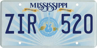 MS license plate ZIR520
