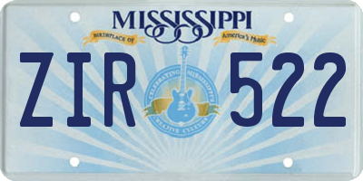 MS license plate ZIR522