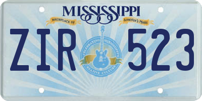 MS license plate ZIR523