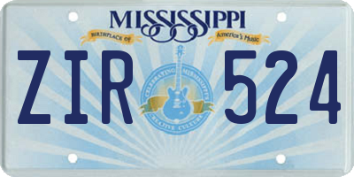MS license plate ZIR524