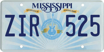 MS license plate ZIR525